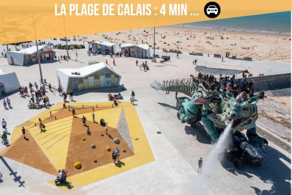 Le Clemenceau Appart-Calais Nord-Balcon-Plage Bagian luar foto